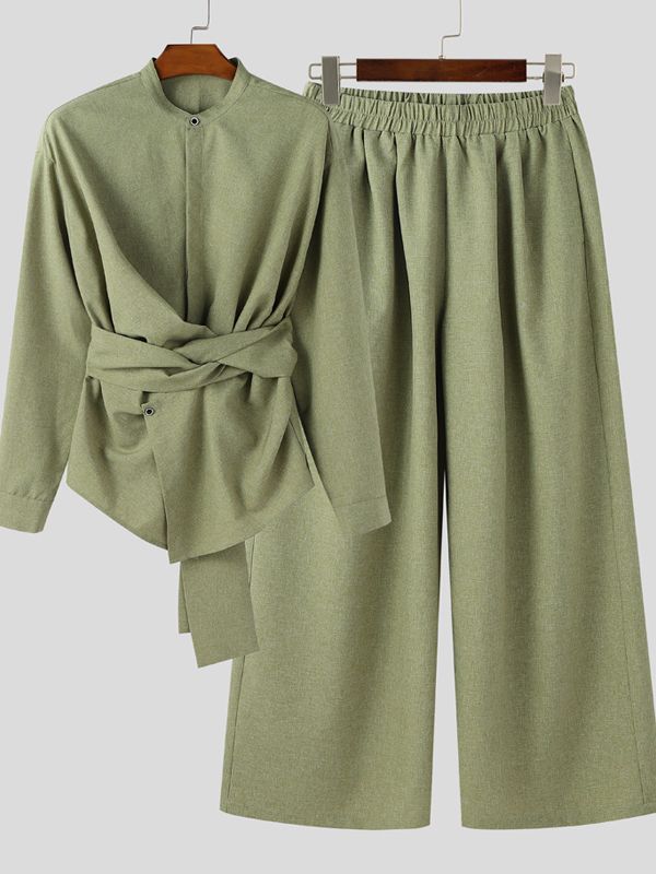 Men's Knotted Textured Two Pieces Outfit SKUL39770