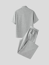 Men's Solid Color Tie Lapel Casual Two Pieces Outfit SKUL30323