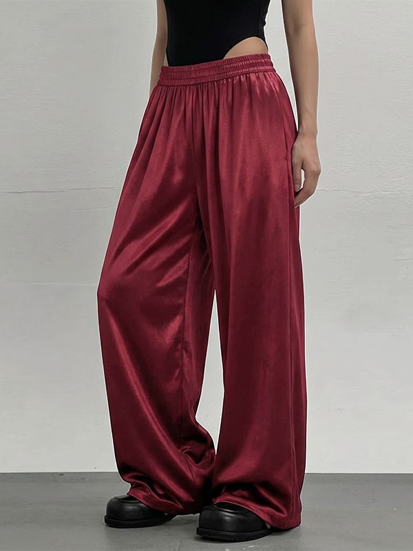 Men's Vintage High Street Metallic Gloss Ultra-Loose High-Drape Wide-Leg Pant SKUL66033