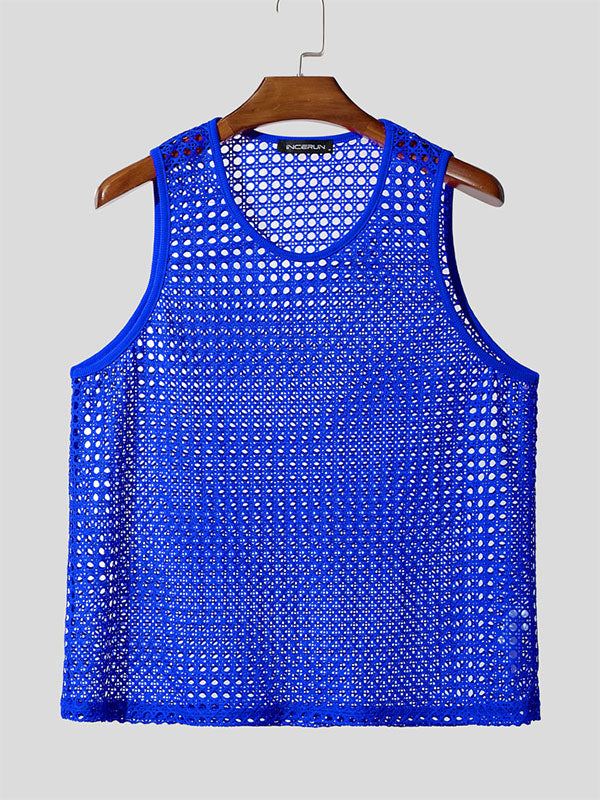Mens Hollow-Out Mesh Sleeveless Tank SKUL19134