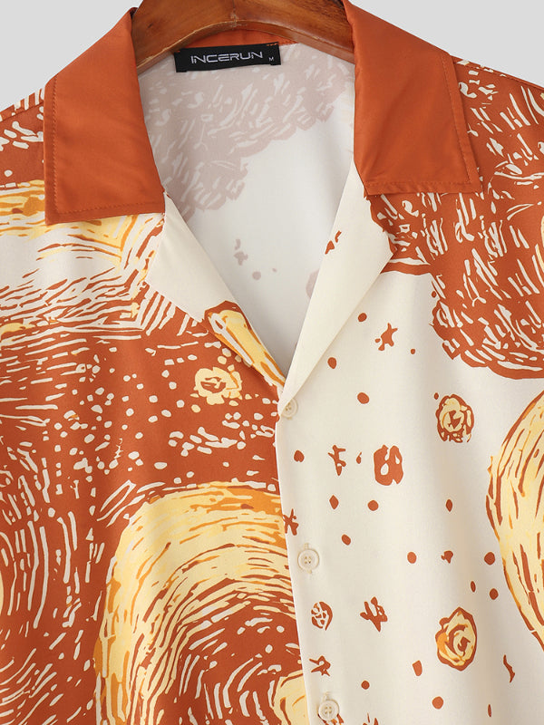 Men's Starry Print Short Sleeve Shirt SKUL17015