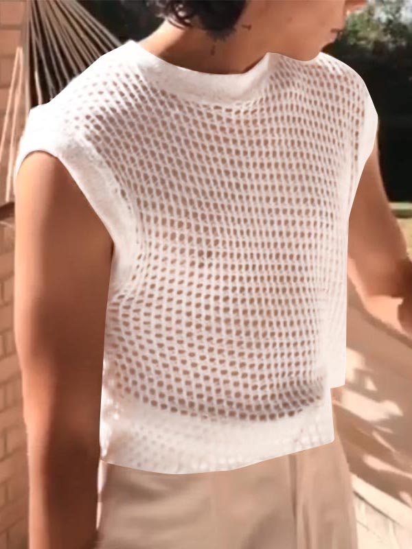 Mens Sheer Hollow-Out Sleeveless Tank SKUL03667