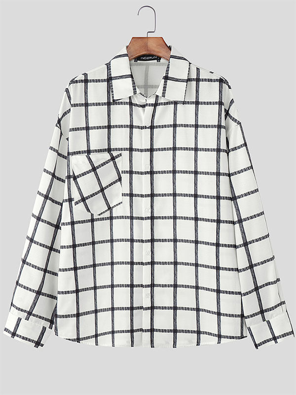 Men's Plaid Casual Long Sleeve Shirt SKUL23760