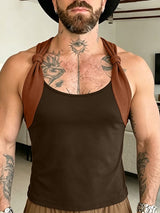 Men's vant-Garde Knot Detail Contrast Colorblock Fitted Muscle Tank SKUL60608
