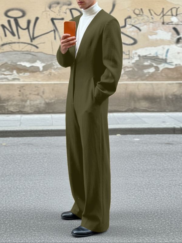 Men's Back Cutout Design Long Sleeve Jumpsuit SKUL43629