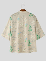 Men's Modern Neo-Chinese Landscape Floral Graphic Print Loose Batwing Sleeve Shirt SKUL73743