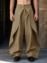 Mens Solid Color Layered Wide-Leg Pant SKUK97748