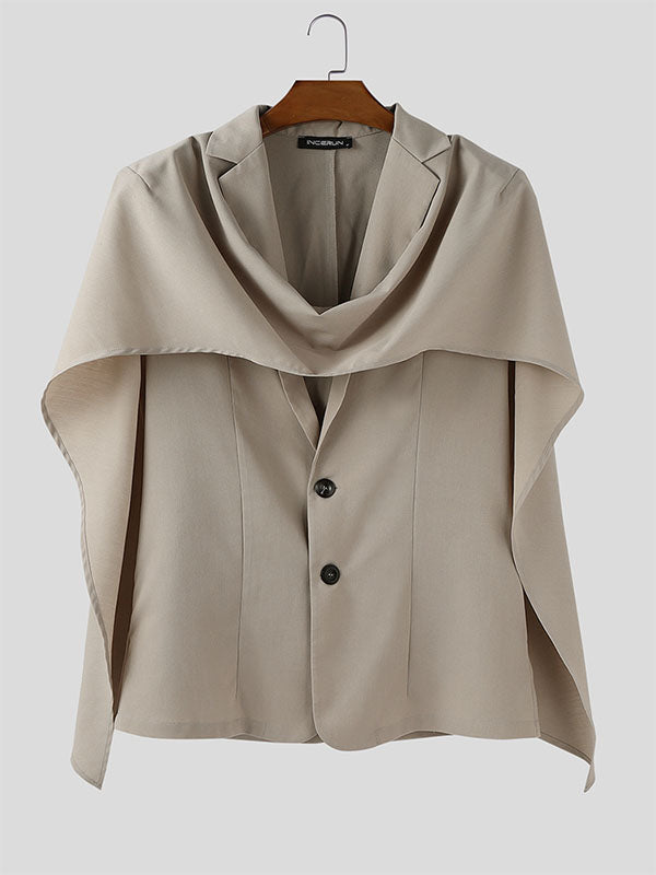 Men's Cape Patchwork Layered Long Sleeve Blazer SKUL31991