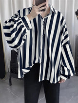 Men's Casual Striped Loose Long Sleeve Shirt SKUL35300