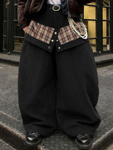 Men's Deconstructed Plaid Patchwork Wide Leg Pant SKUL51756