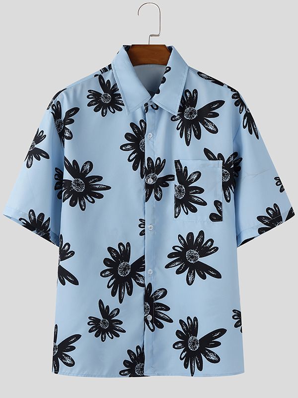 Men's Floral Print Short Sleeve Shirt SKUL38905