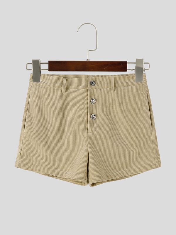 Men's Summer Beach Ribbed Button Fly Short SKUL80348