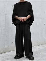 Men's Solid Color Knit Off Shoulder Two Pieces Outfit SKUL62783