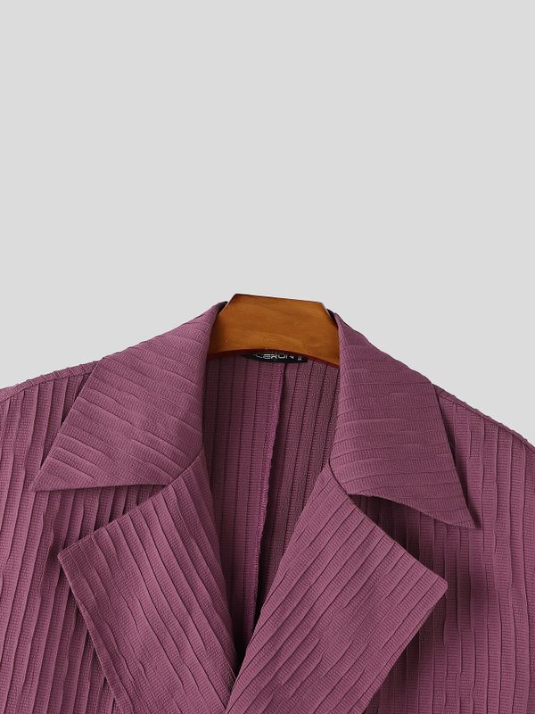Men's Avant Garde Pleated Crinkle Wrap Lapel Deep V Neck Waistcoat SKUL70468