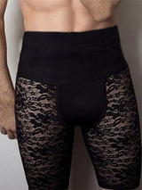 Mens Lace Patchwork See Through Shorts SKUK50907