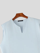 Men's Avant-Garde Asymmetrical Draped Longline Sleeveless Shirt SKUL62084
