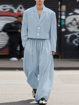 Men's Solid Color Textured Two Pieces Outfit SKUL48748