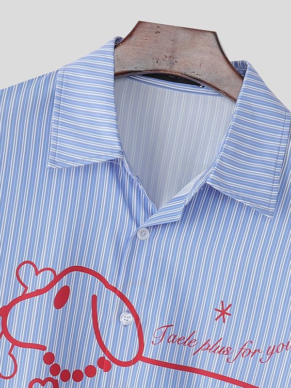 Men's Fun Print Stripe Long Sleeve Shirt SKUL39780