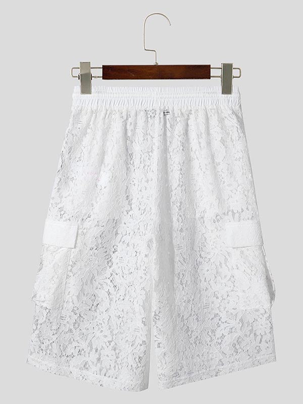 Mens Lace Print Sheer Short SKUL07543