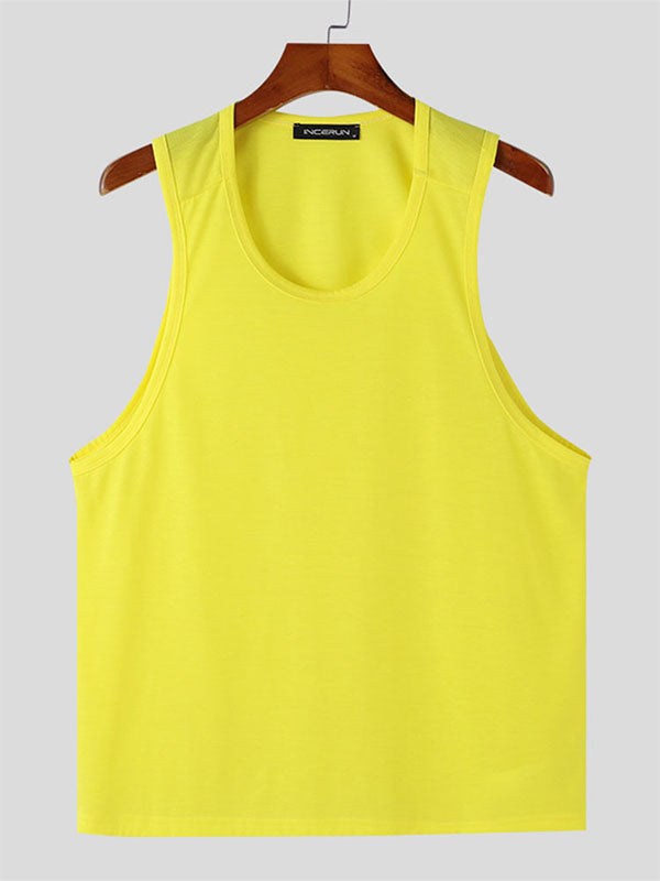 Mens Solid Color Slim Fit Sleeveless Tank SKUK73694