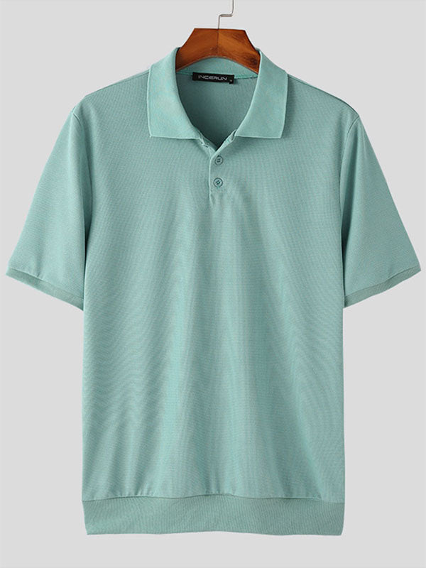 Mens Solid Waffle Knit Golf Shirt SKUK11742