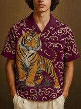 Mens Tiger Print Short Sleeve Shirt SKUL12868