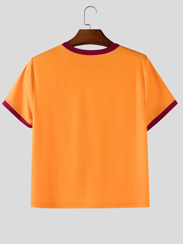 Men's Fruit Print Color Block Short Sleeve T-Shirt SKUL18881