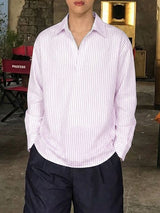 Men's Stripe Collar Long Sleeve Shirt SKUL51263