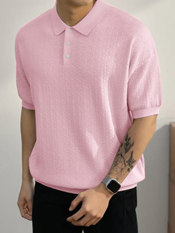 Mens Solid Color Casual Short Sleeve Shirt SKUL17951