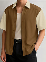 Mens Colorblock Casual Short Sleeve Shirt SKUL17431