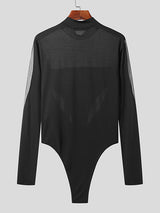 Mens Mesh Patchwork See Through Bodysuit SKUK27797