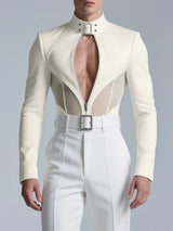 Men's Cut-Out Sheer Mesh Long Sleeve Jacket SKUL31911