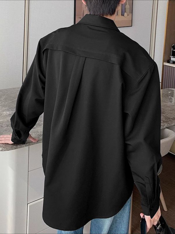 Men's Solid Color Casual Long Sleeve Shirt SKUL37259