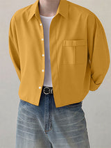 Men's Solid Color Casual Long Sleeve Shirt SKUL27345