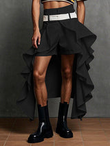 Mens Solid Color Ruched Ruffle Short SKUL09553