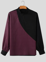 Mens Color-Block Patchwork Long Sleeve T-Shirt SKUK99031