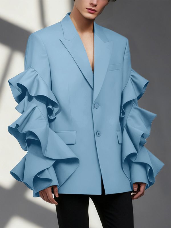 Men's Deconstructed Ruffle Patchwork Casual Blazer SKUL40180