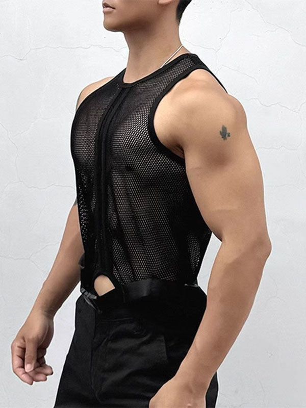 Mens Sexy Mesh Knit Sheer Tank SKUK74730