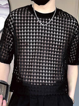 Mens Heart Jacquard See Through T-Shirt SKUK27705