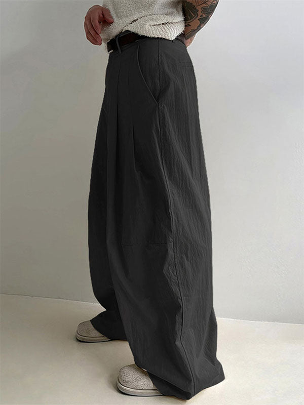 Men's Solid Crinkle Loose Draped Casual Pant SKUL23890