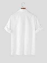 Mens Asymmetrical Pleated Short Sleeve Shirt SKUK71617