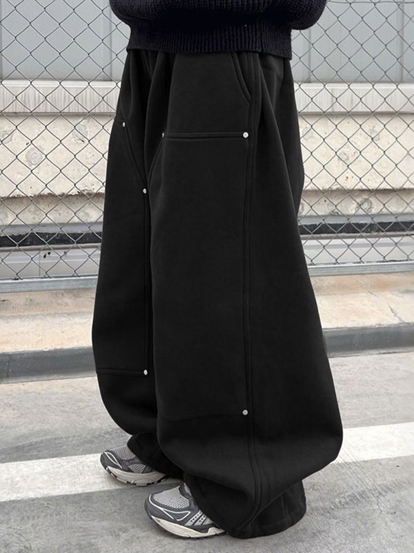 Men's Solid Wide Leg Casual Pant SKUL35277