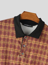 Men's Contrast Color Plaid Collar Long Sleeve Shirt SKUL48632
