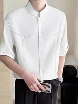 Mens Contrast Stripe Casual Short-Sleeve Shirt SKUL11550