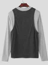 Men's Faux Two Piece Design Long Sleeve T-Shirt SKUL44943