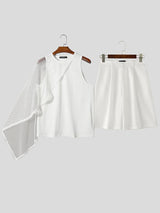 Men's Deconstructed Mesh Patchwork Two Pieces Outfit SKUL57182