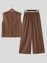 Men's Striped Irregular Two Pieces Outfit SKUL37251