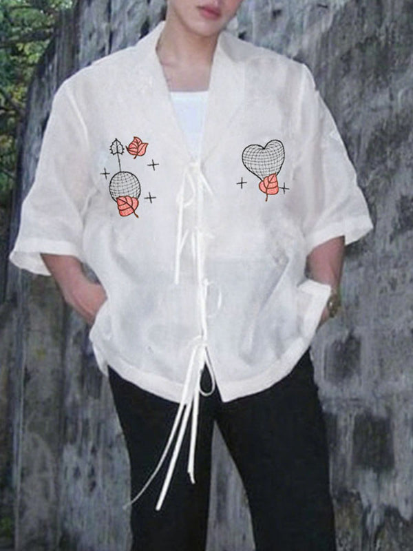 Men's Sheer Mesh Embroidered Short Sleeve Shirt SKUL22283