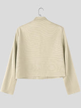Men's Retro Party Floral Embroidery Cropped Boxy Long Sleeve Stand Collar Blazer SKUL80463