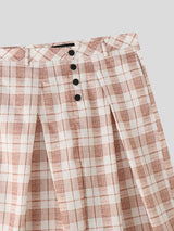 Men's Plaid Button Front Wide Leg Pant SKUL50711